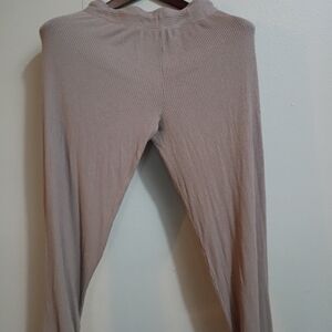 Pink Rose Ribbed Beige Leggings